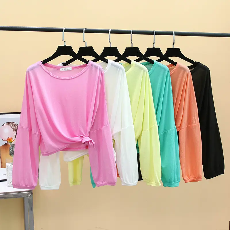 2024 Women's Knitted Long Sleeve T-Shirt Mint Green - Image 10
