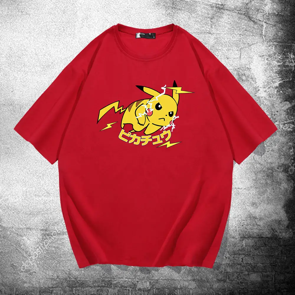 Men Women Cartoon T-Shirt Black Summer Loose Fit - Image 10