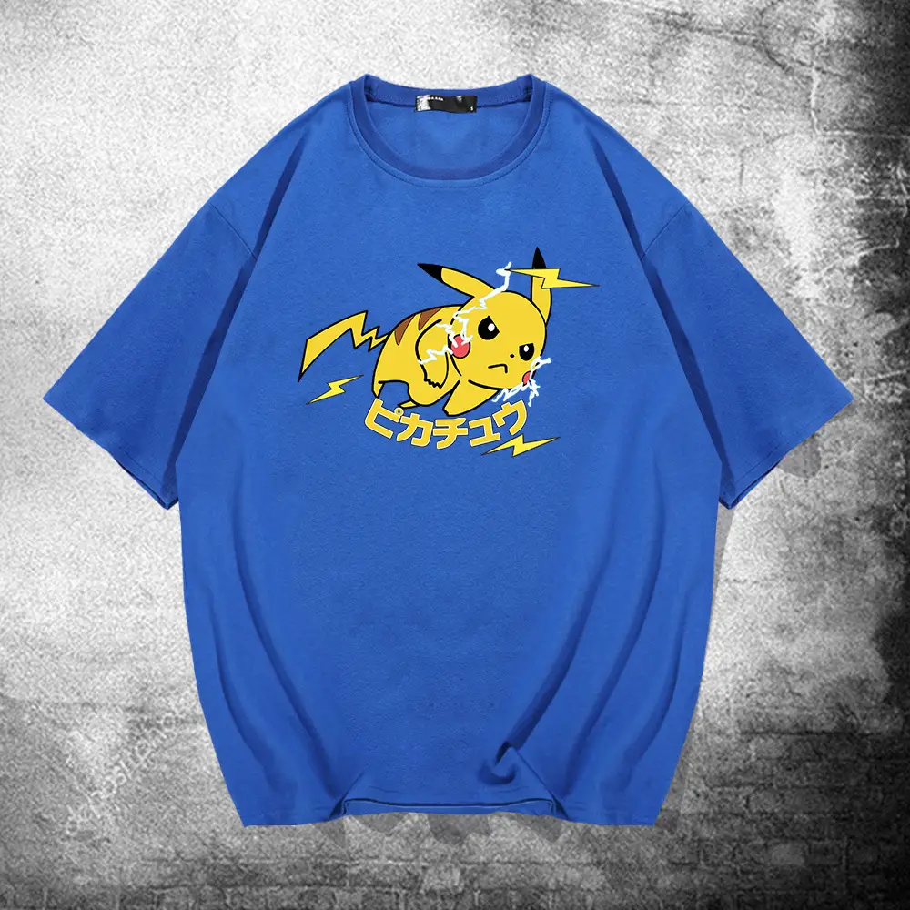 Men Women Cartoon T-Shirt Black Summer Loose Fit - Image 11