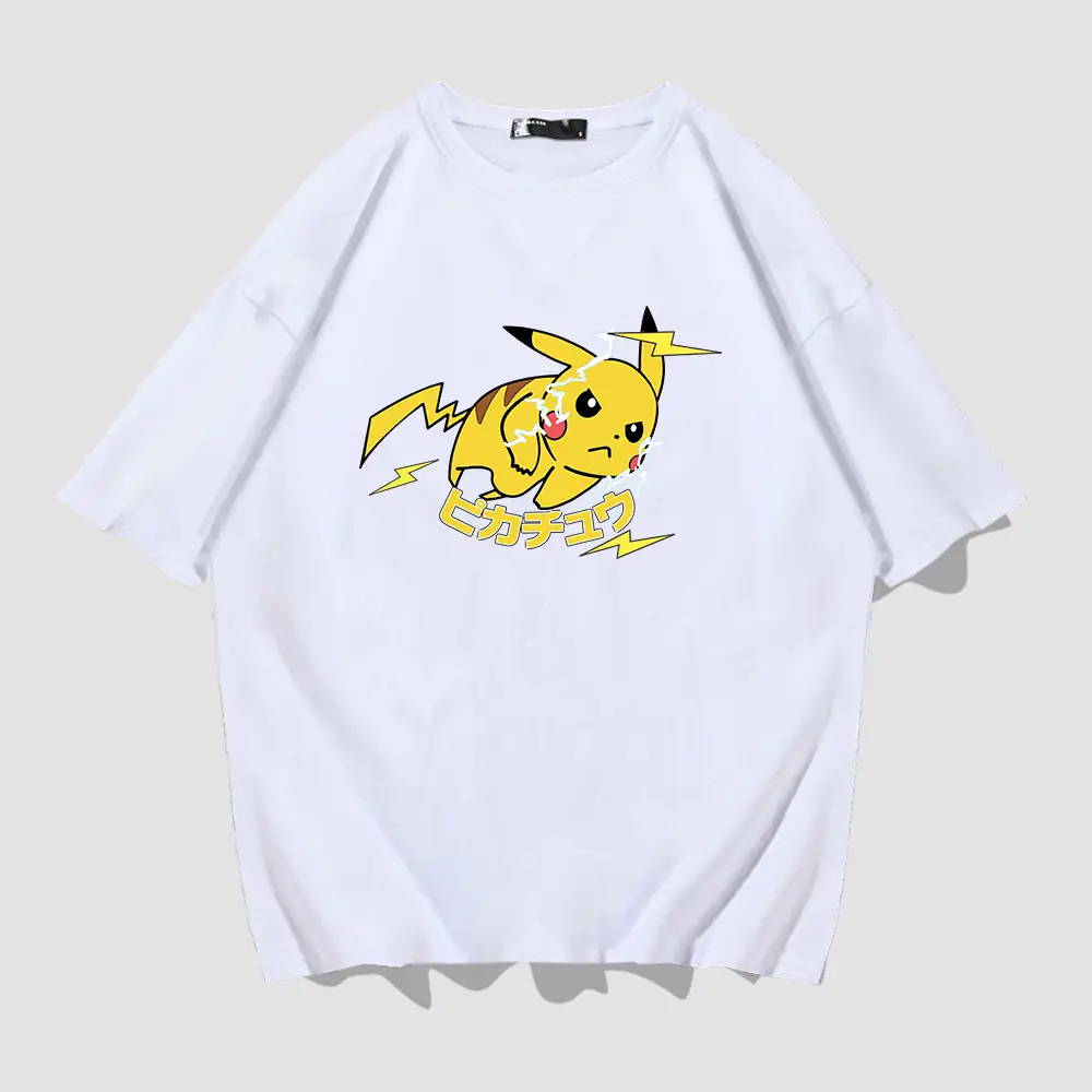 Men Women Cartoon T-Shirt Black Summer Loose Fit - Image 2