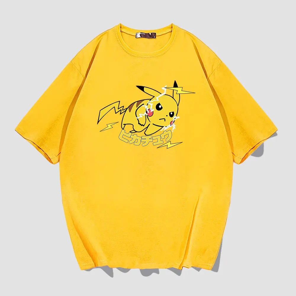 Men Women Cartoon T-Shirt Black Summer Loose Fit - Image 3
