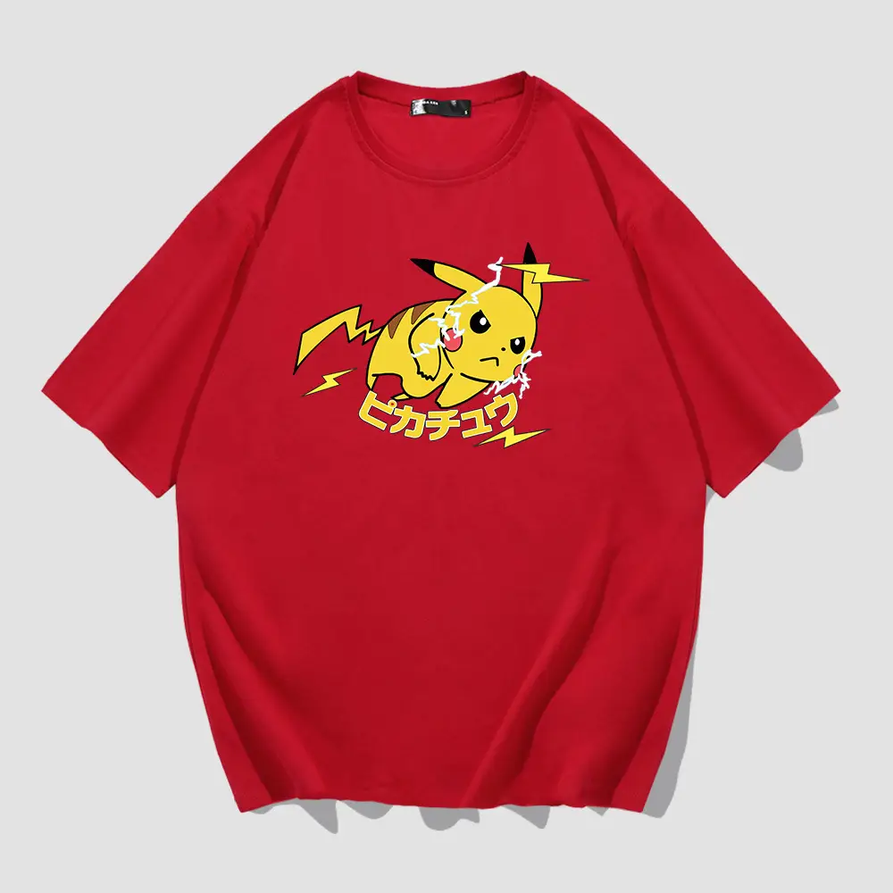 Men Women Cartoon T-Shirt Black Summer Loose Fit - Image 4