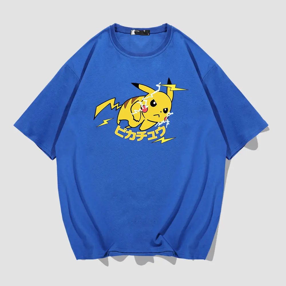 Men Women Cartoon T-Shirt Black Summer Loose Fit - Image 5