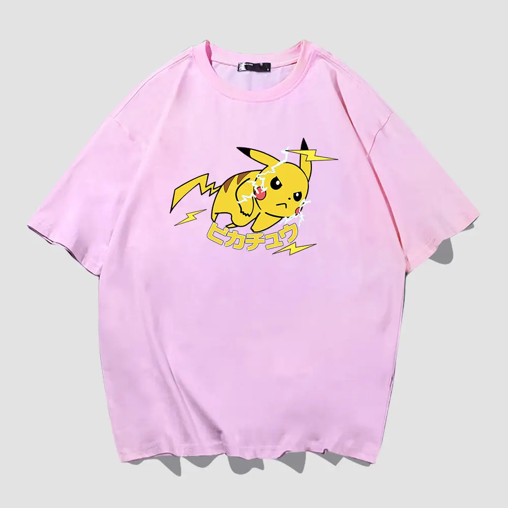 Men Women Cartoon T-Shirt Black Summer Loose Fit - Image 6
