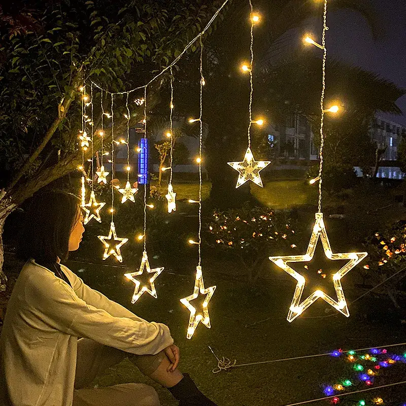 Solar String Lights Star Curtain LED Outdoor Decor - Image 6
