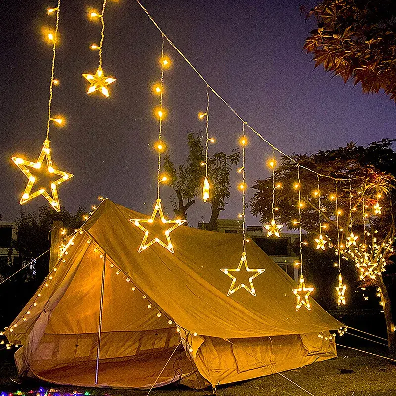 Solar String Lights Star Curtain LED Outdoor Decor - Image 8