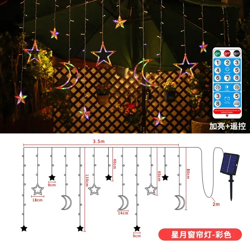 Solar String Lights Star Curtain LED Outdoor Decor - Image 2