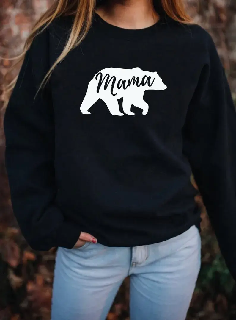 Mama Print Long Sleeve Sweater Green - Image 2