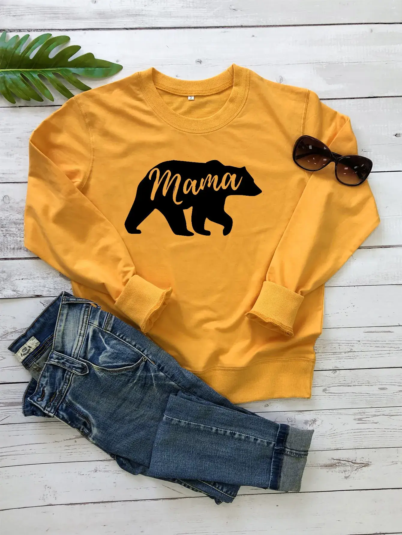 Mama Print Long Sleeve Sweater Green - Image 4