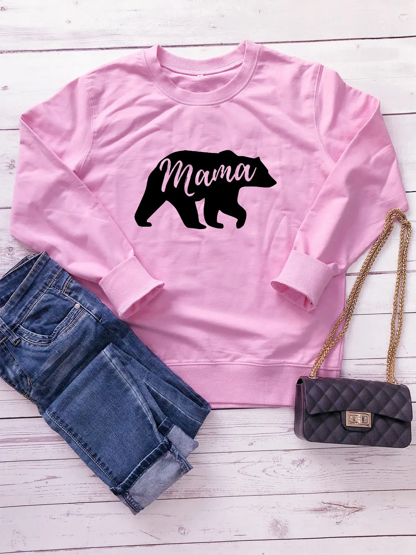 Mama Print Long Sleeve Sweater Green - Image 5