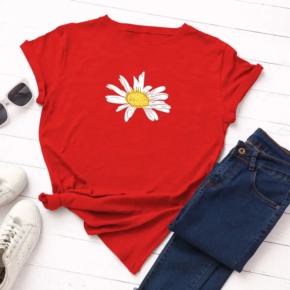 Yellow Daisy Cotton T-Shirt for Women