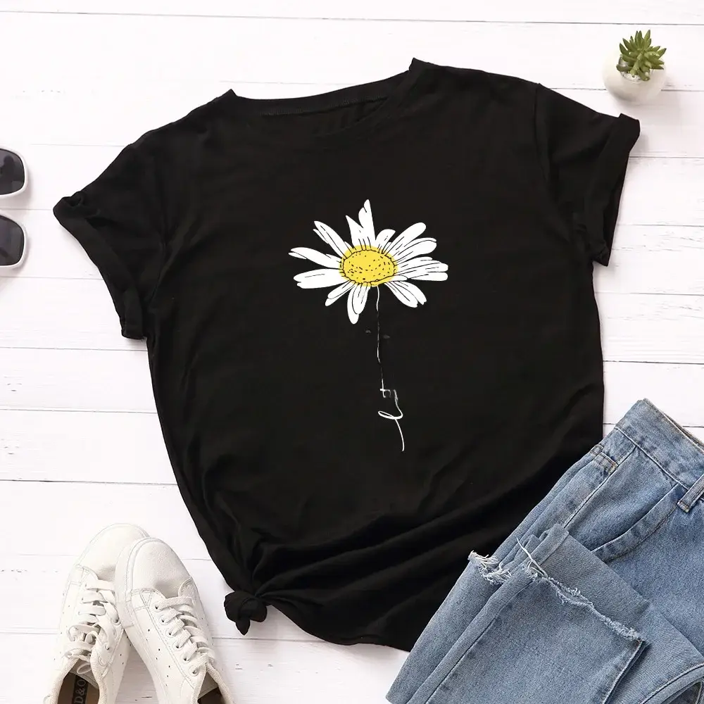 Yellow Daisy Cotton T-Shirt for Women