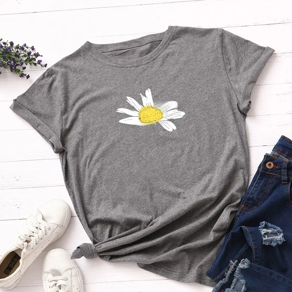 Yellow Daisy Cotton T-Shirt for Women