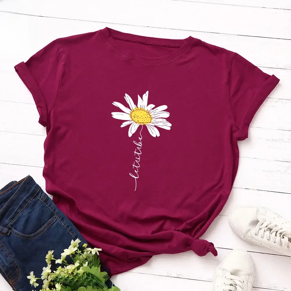 Yellow Daisy Cotton T-Shirt for Women