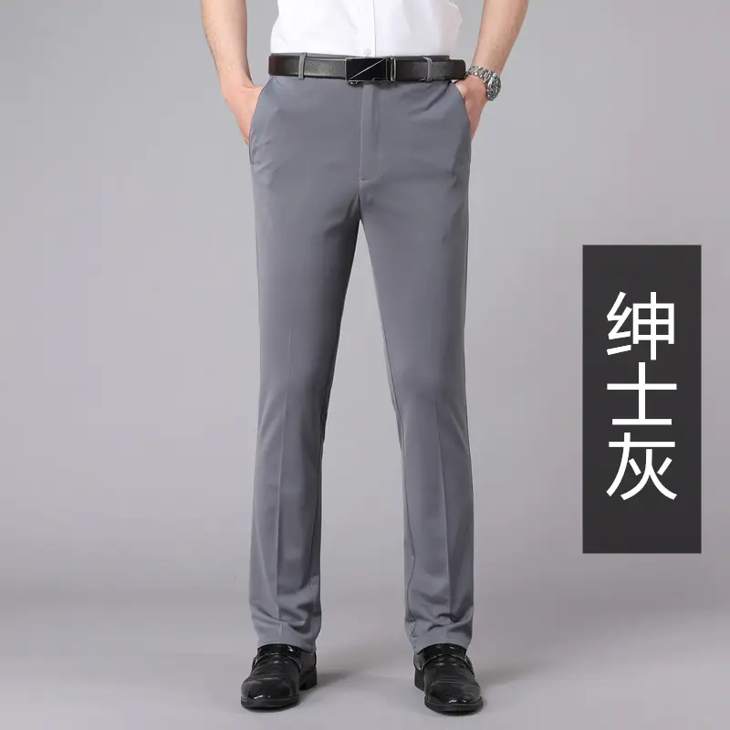 Men's Slim Fit Grey Trousers Spring Summer - Image 3