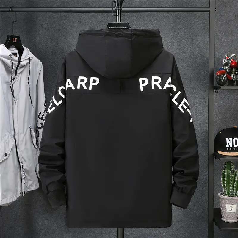 Men's Red Hooded Jacket Large Spring Autumn Korean Style