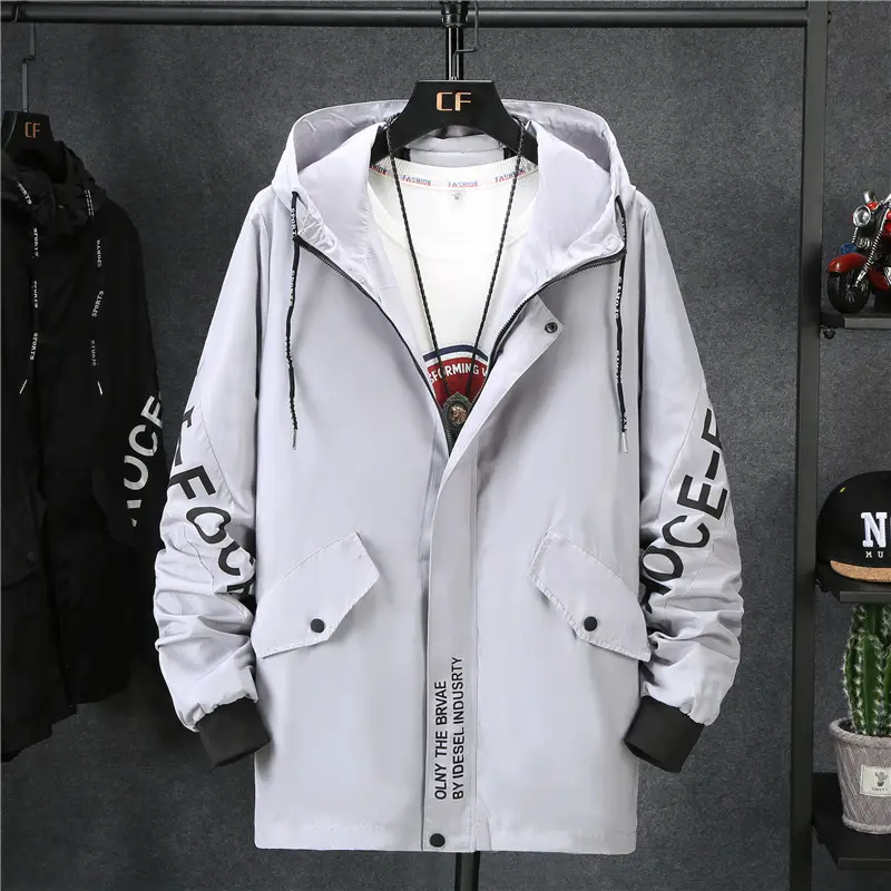 Men's Red Hooded Jacket Large Spring Autumn Korean Style