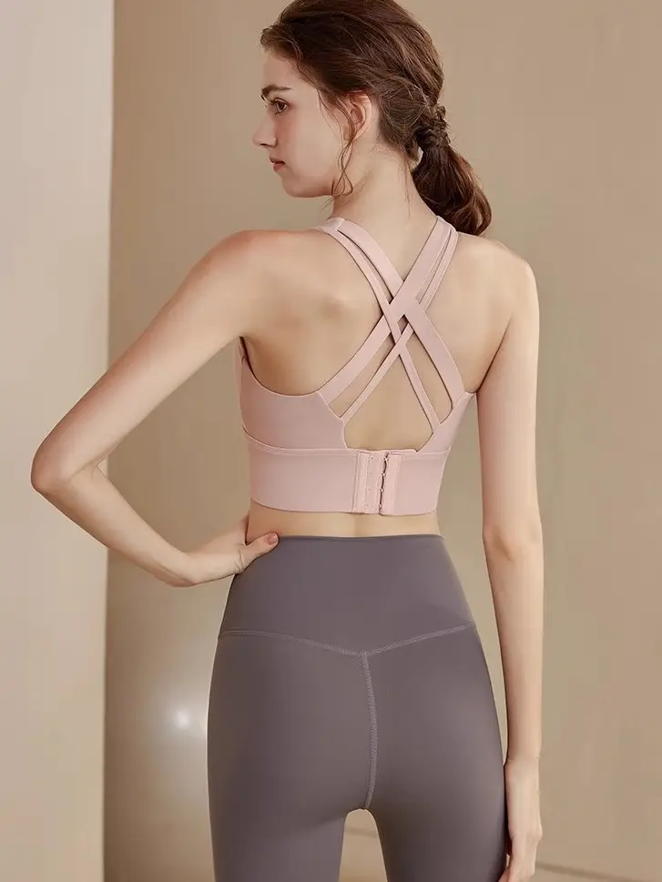 Dc High-Intensity Back-Beautiful Sports Bra for Women Shock-Proof Running Push-Up Anti-Sagging Fitness Vest Yoga Large Size Bra