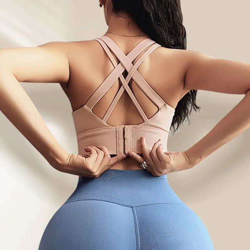 Dc High-Intensity Back-Beautiful Sports Bra for Women Shock-Proof Running Push-Up Anti-Sagging Fitness Vest Yoga Large Size Bra