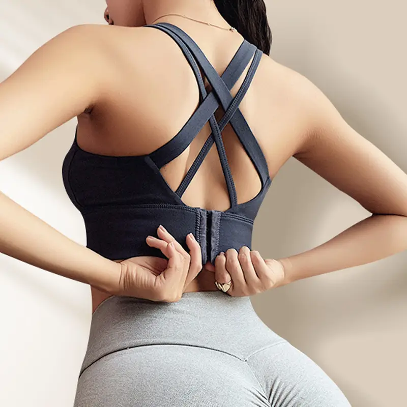 Dc High-Intensity Back-Beautiful Sports Bra for Women Shock-Proof Running Push-Up Anti-Sagging Fitness Vest Yoga Large Size Bra