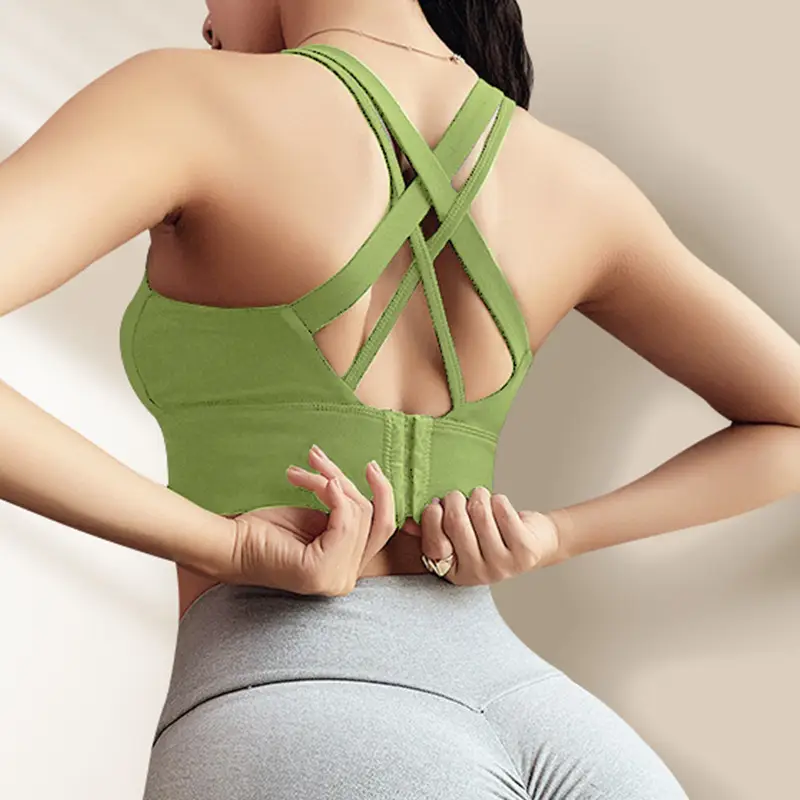 Dc High-Intensity Back-Beautiful Sports Bra for Women Shock-Proof Running Push-Up Anti-Sagging Fitness Vest Yoga Large Size Bra