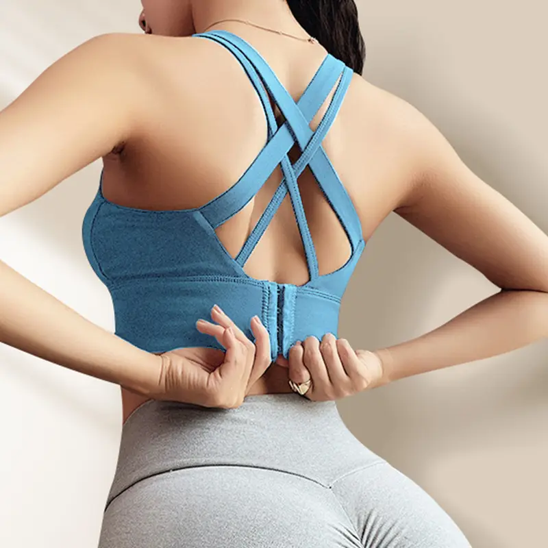 Dc High-Intensity Back-Beautiful Sports Bra for Women Shock-Proof Running Push-Up Anti-Sagging Fitness Vest Yoga Large Size Bra