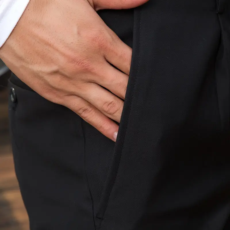 Men's Professional Suit Pants Black Loose Fit - Image 6