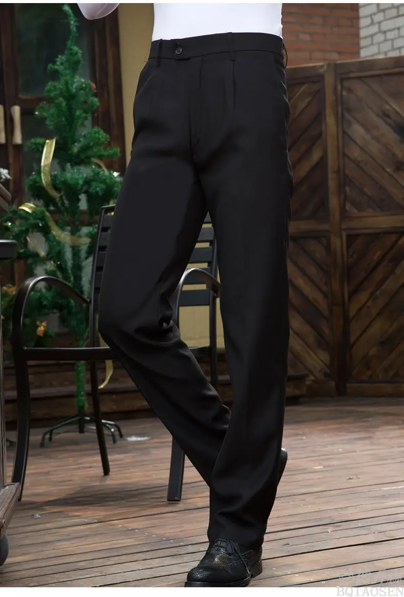 Men's Professional Suit Pants Black Loose Fit — feature 9