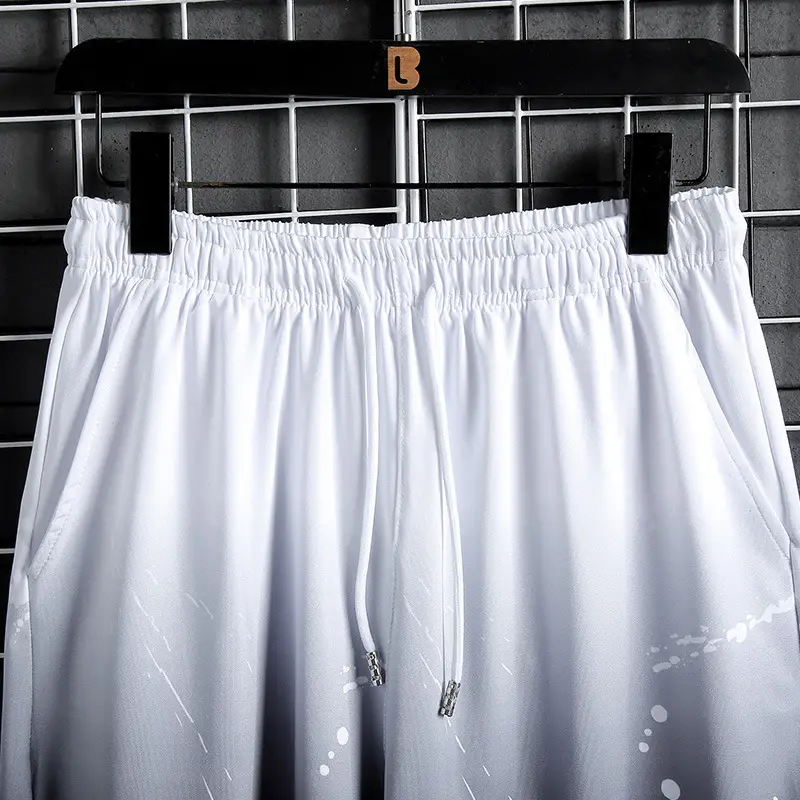 Men Gradient Drop Hoodie Shorts Set Blue White - Image 7