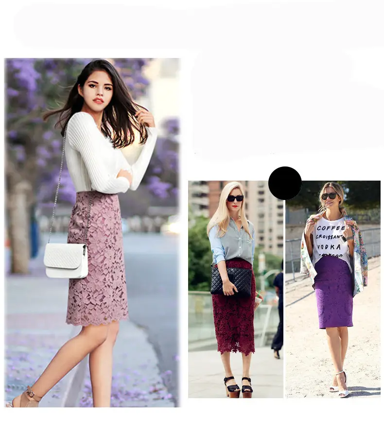 Black Lace Mid-Length Skirt Women's Spring New — feature 2