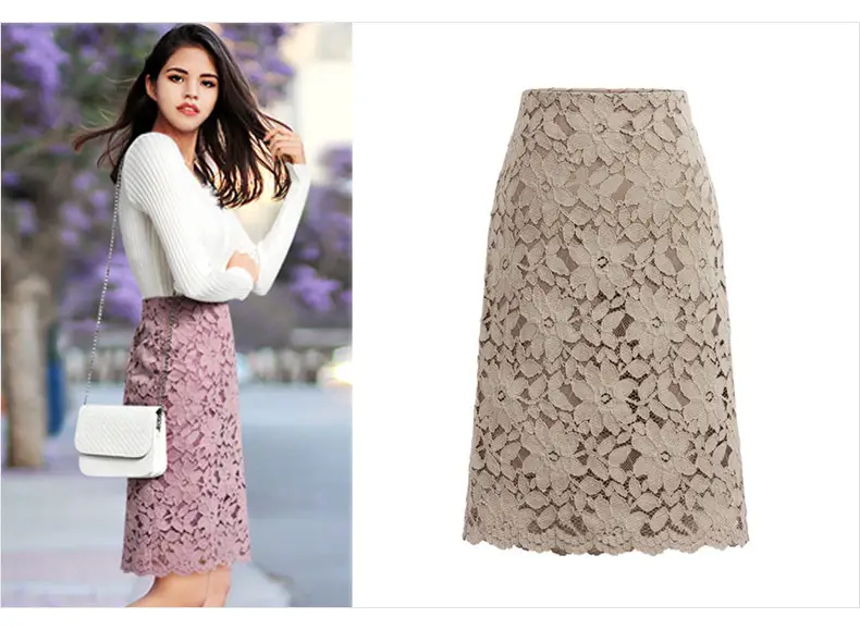 Black Lace Mid-Length Skirt Women's Spring New — feature 7
