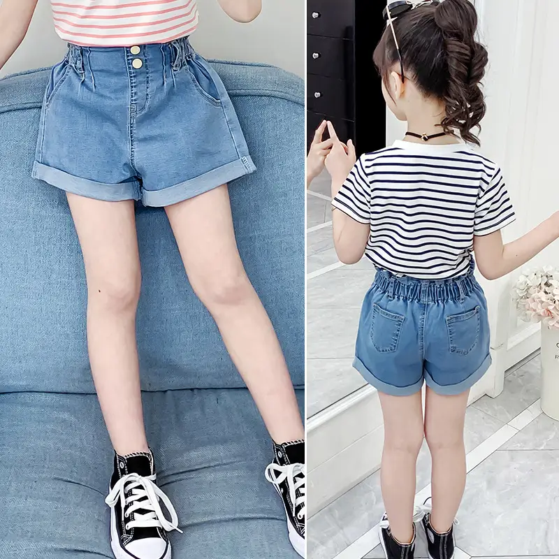 Girls Denim Shorts 2025 Cotton Outerwear Middle Large - Image 3