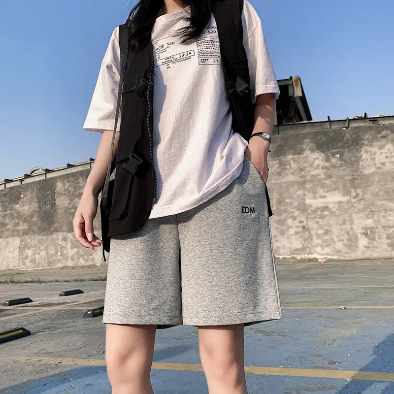 Women Cotton Five Point Shorts Black Summer Loose - Image 2