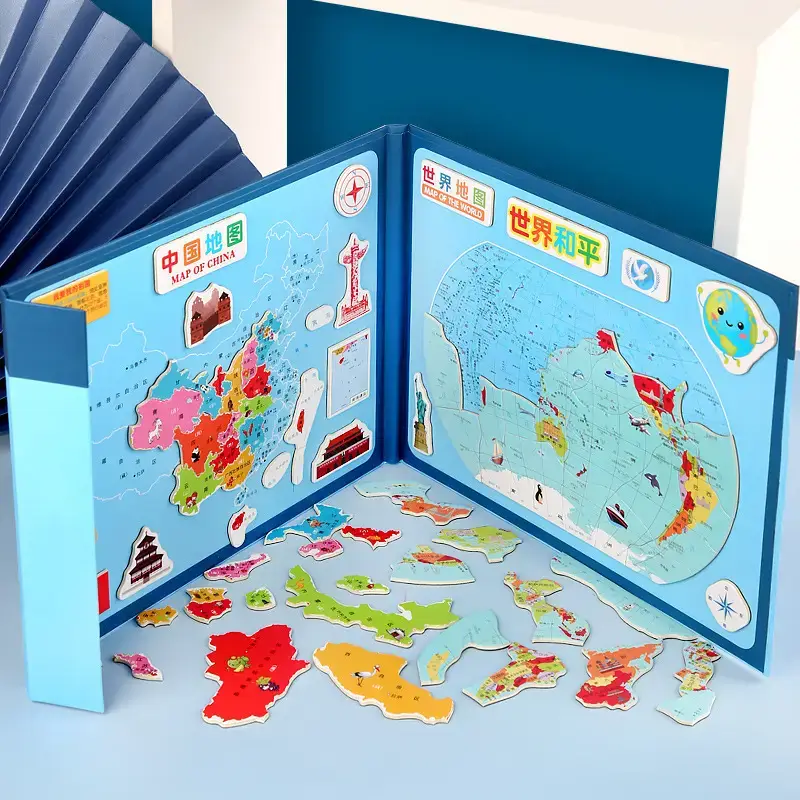 Wooden Magnetic China World Map Puzzle for Kids - Image 21