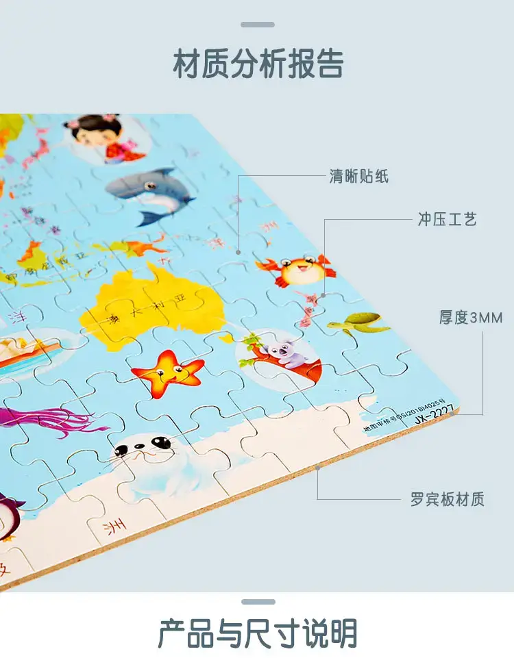Wooden Magnetic China World Map Puzzle for Kids — feature 34