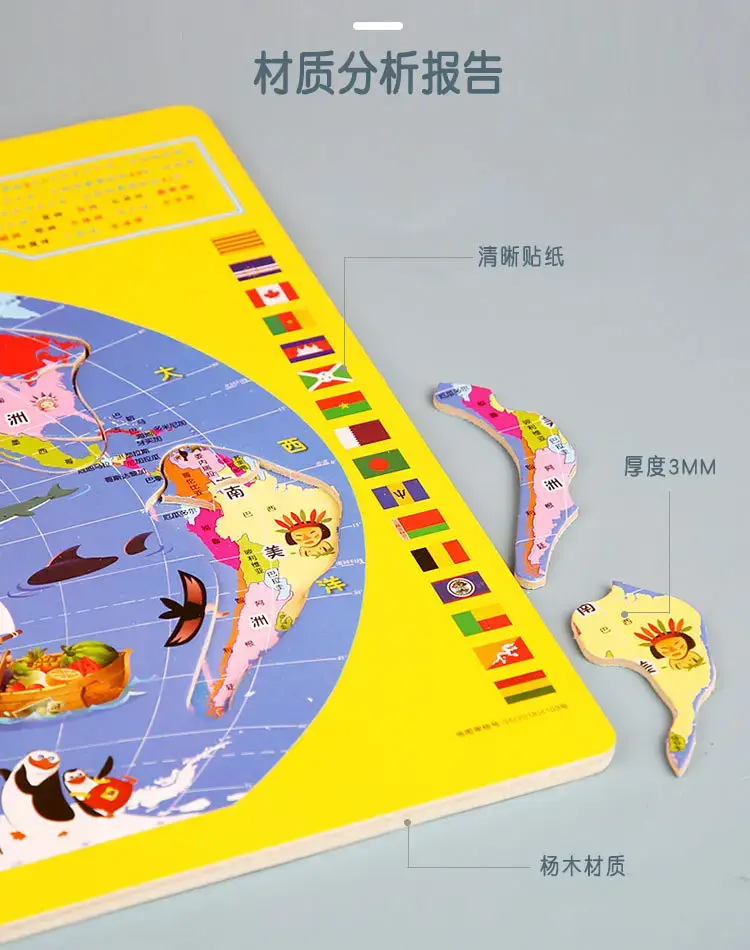Wooden Magnetic China World Map Puzzle for Kids — feature 39
