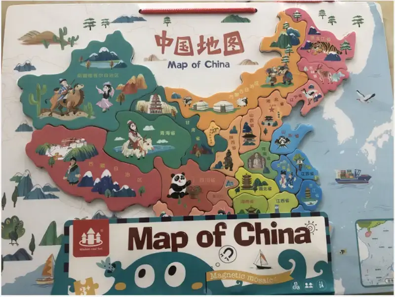 Wooden Magnetic China World Map Puzzle for Kids - Image 16