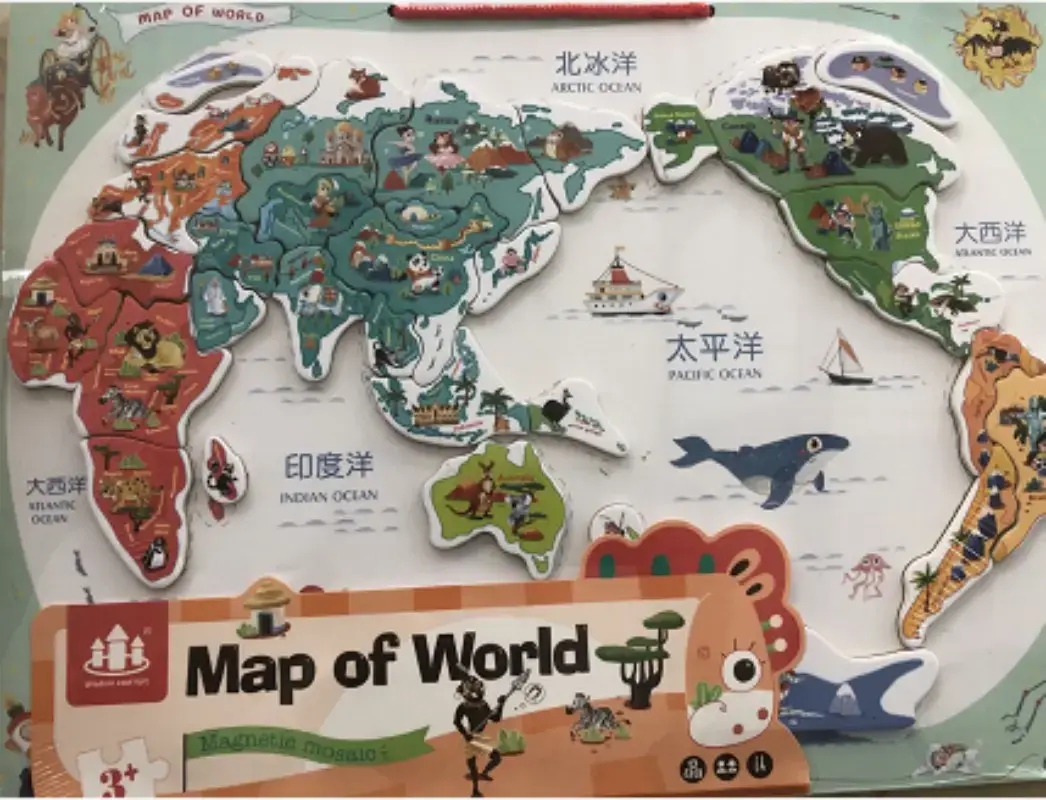 Wooden Magnetic China World Map Puzzle for Kids - Image 17