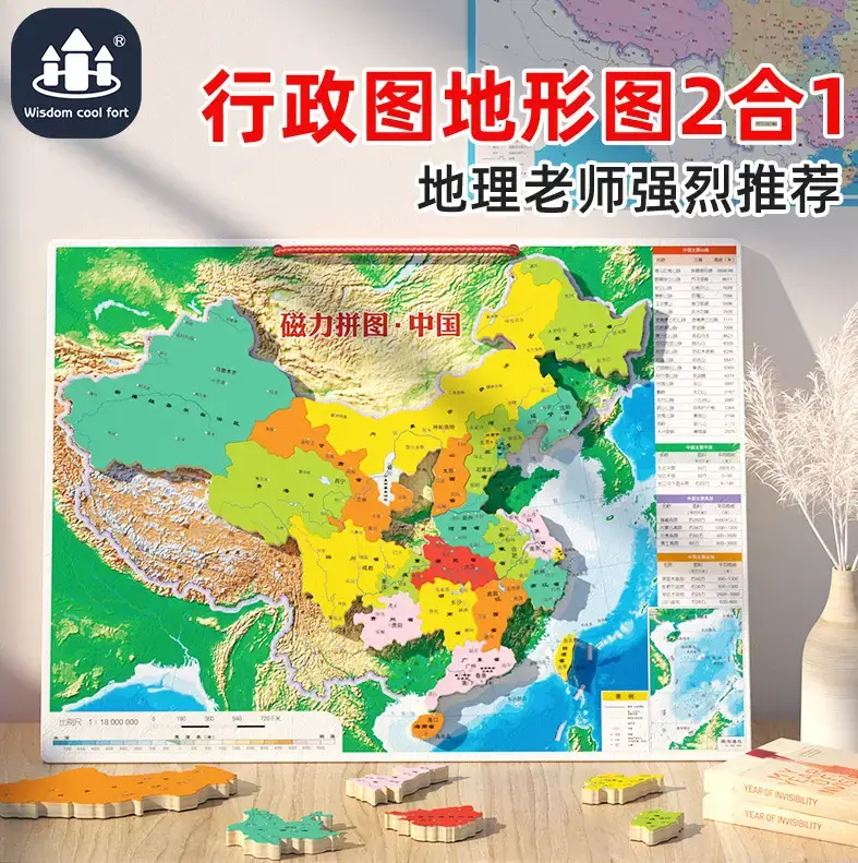 Wooden Magnetic China World Map Puzzle for Kids - Image 18