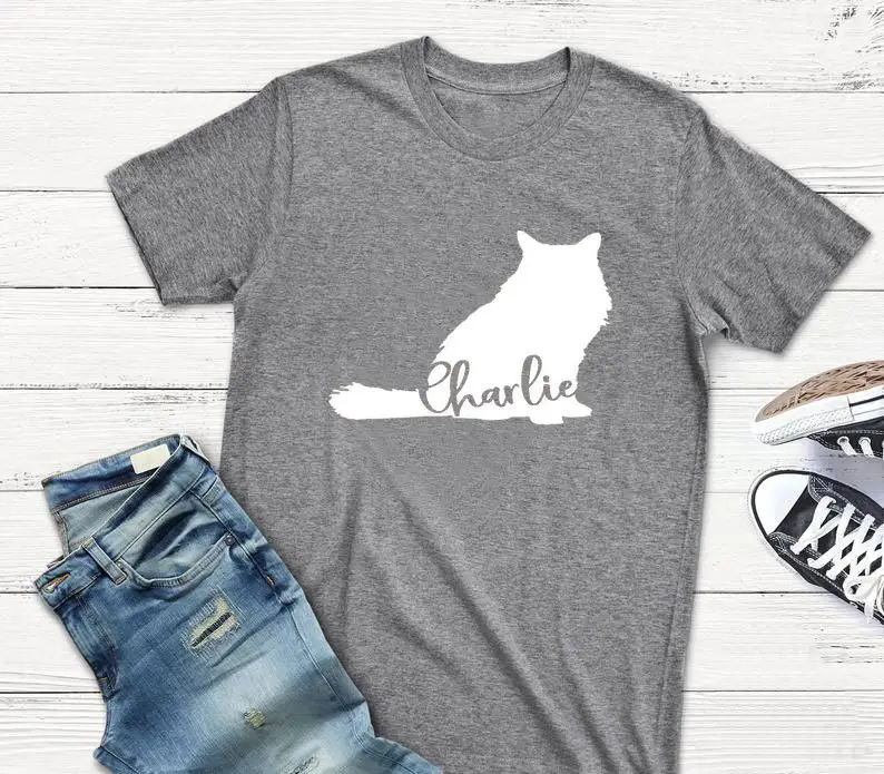 Charlie Cat Print Grey T-Shirt Short Sleeve - Image 10