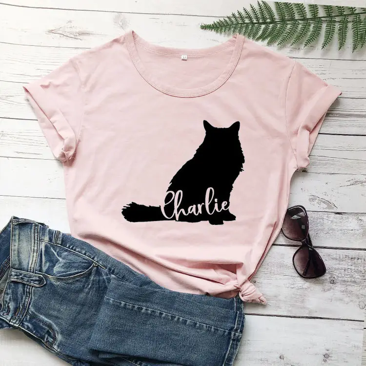 Charlie Cat Print Grey T-Shirt Short Sleeve - Image 11