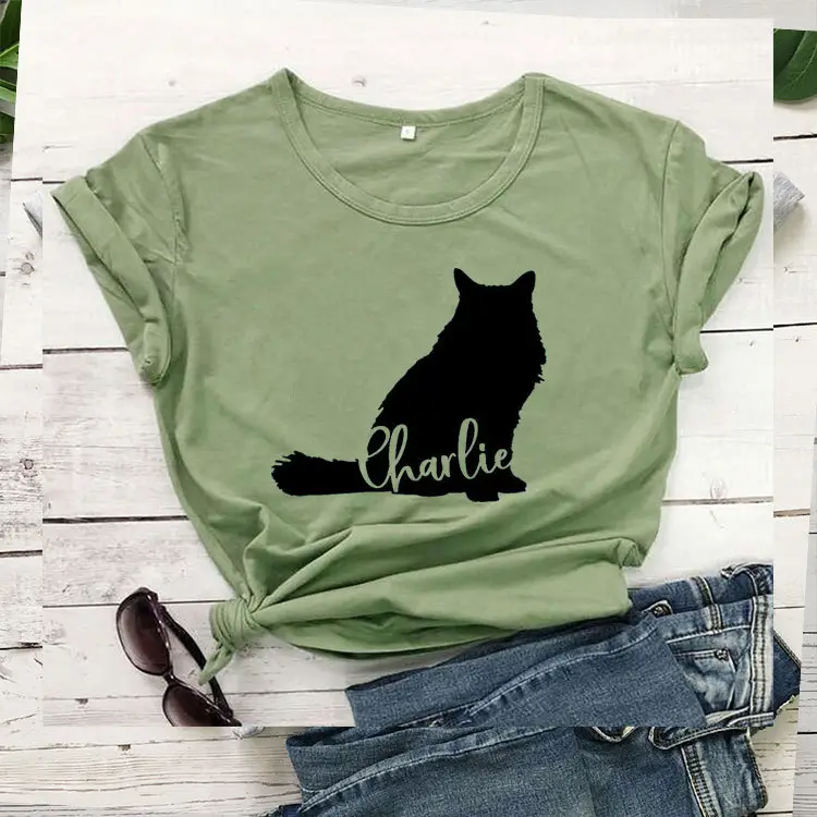 Charlie Cat Print Grey T-Shirt Short Sleeve - Image 4