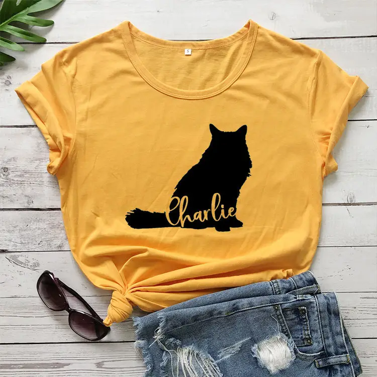Charlie Cat Print Grey T-Shirt Short Sleeve - Image 5