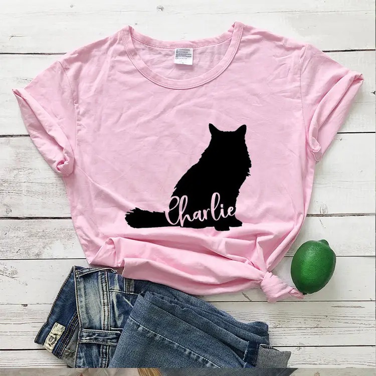 Charlie Cat Print Grey T-Shirt Short Sleeve - Image 6