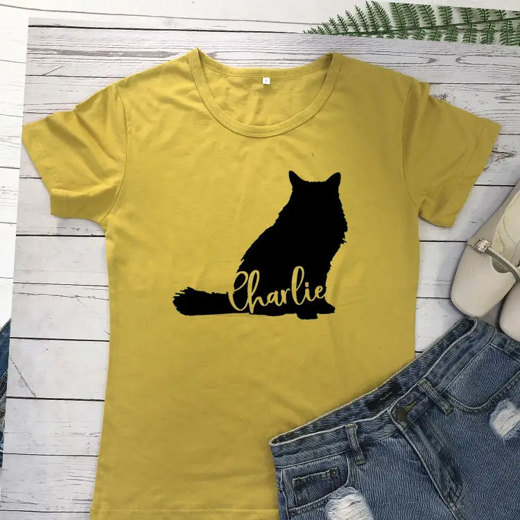 Charlie Cat Print Grey T-Shirt Short Sleeve - Image 8