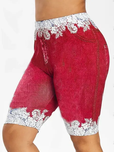 Blue Butterfly Print Leggings with High Waist Design