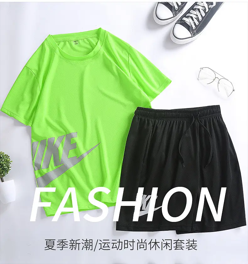 Men Nike Running Shorts & T-Shirt Set Grey Large — feature 2
