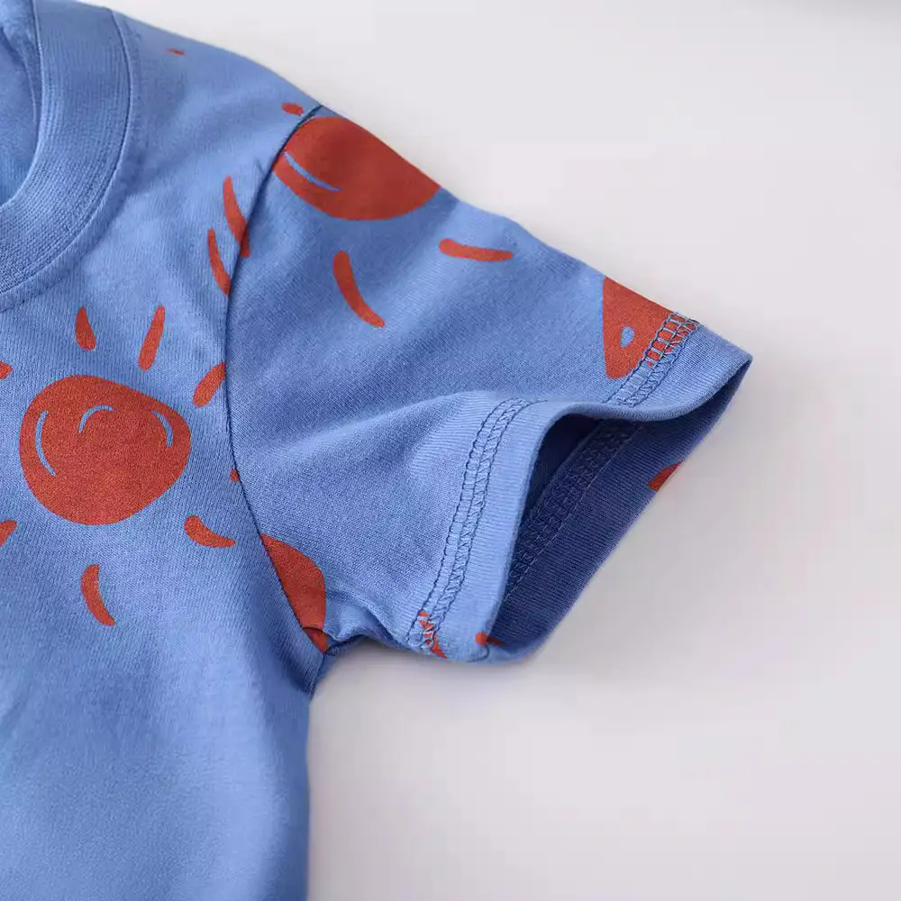 Blue Printed Kids T-Shirt Boys Half Sleeve - Image 2