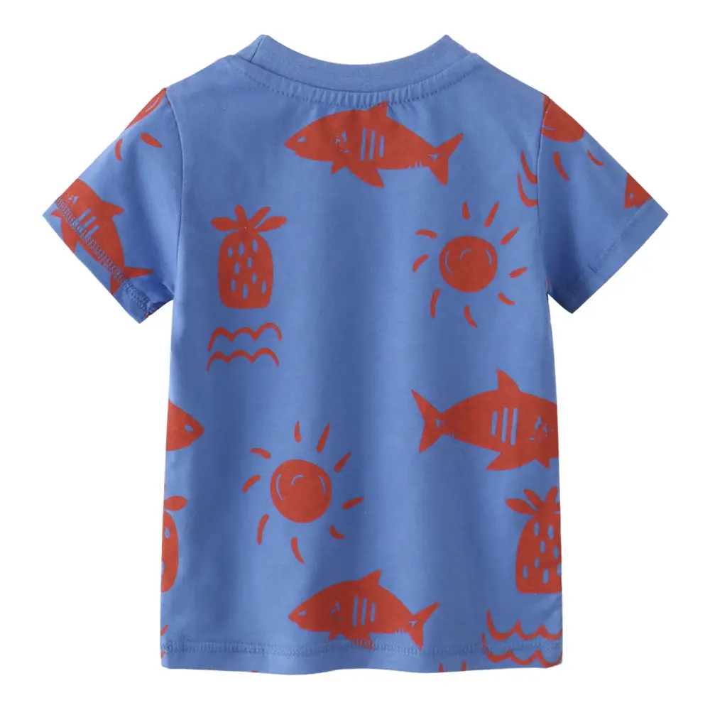 Blue Printed Kids T-Shirt Boys Half Sleeve - Image 5
