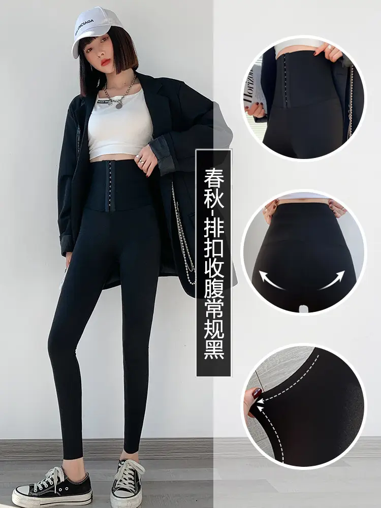 Women Fleece Shark Leggings Black Summer Spring Autumn - Image 20